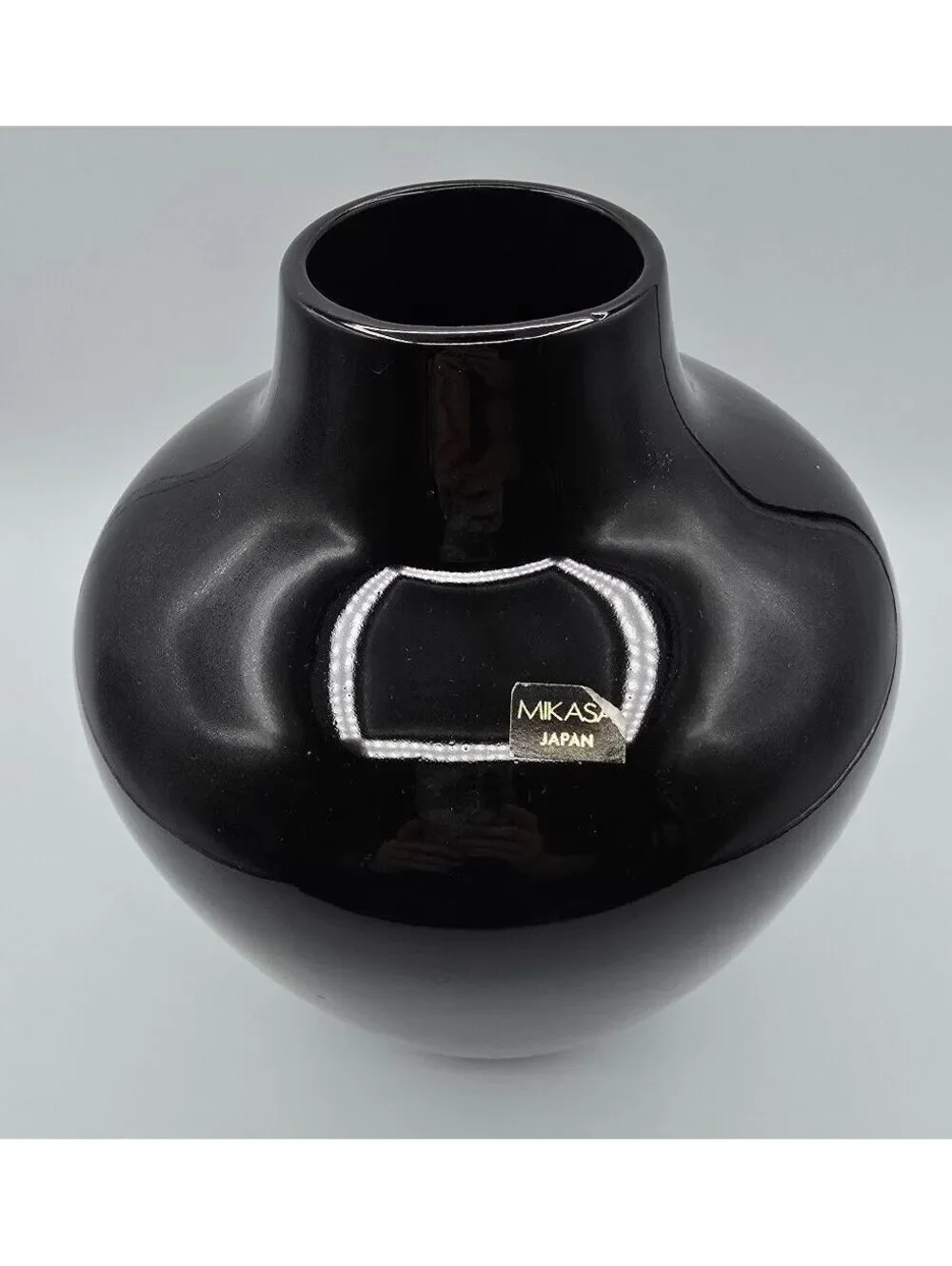 Vintage Larry Laslo for Mikasa Black Ceramic Vase Japan 1980s Modernist 9.5
